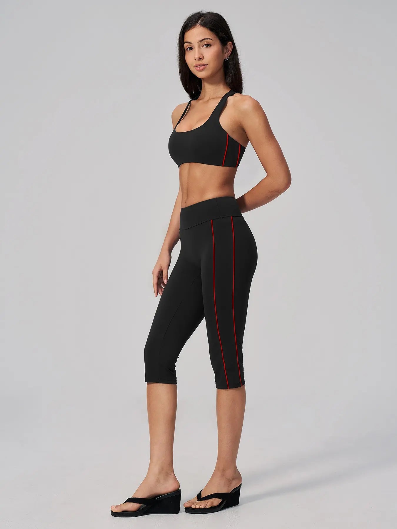 Women's Yoga Set, Fleece Quick-Dry Sports High-Waist Waist-Tucking Yoga Pants - image 9