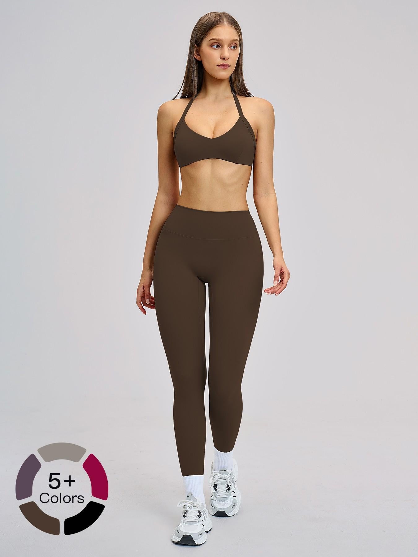 Cross-Border Fleece Yoga Set, Hollow Back Halter Top - image 19