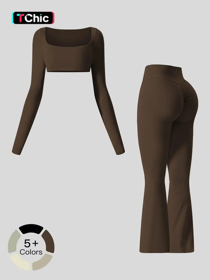 Women's Spring & Fall Shockproof Long Sleeve Yoga Set, Quick-Dry Tight-Fitting Leggings Fitness