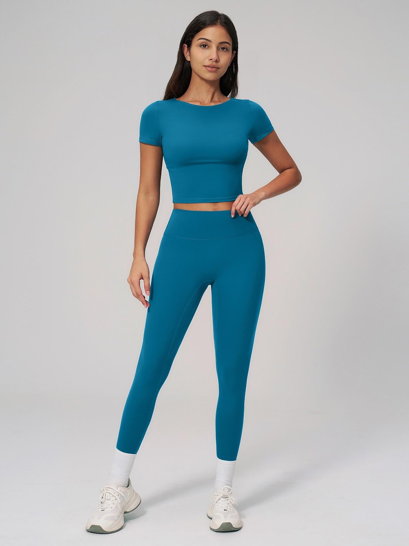 Creamy Soft Quick-Dry T-Shirt Set, High-Waisted Fitness - image 16