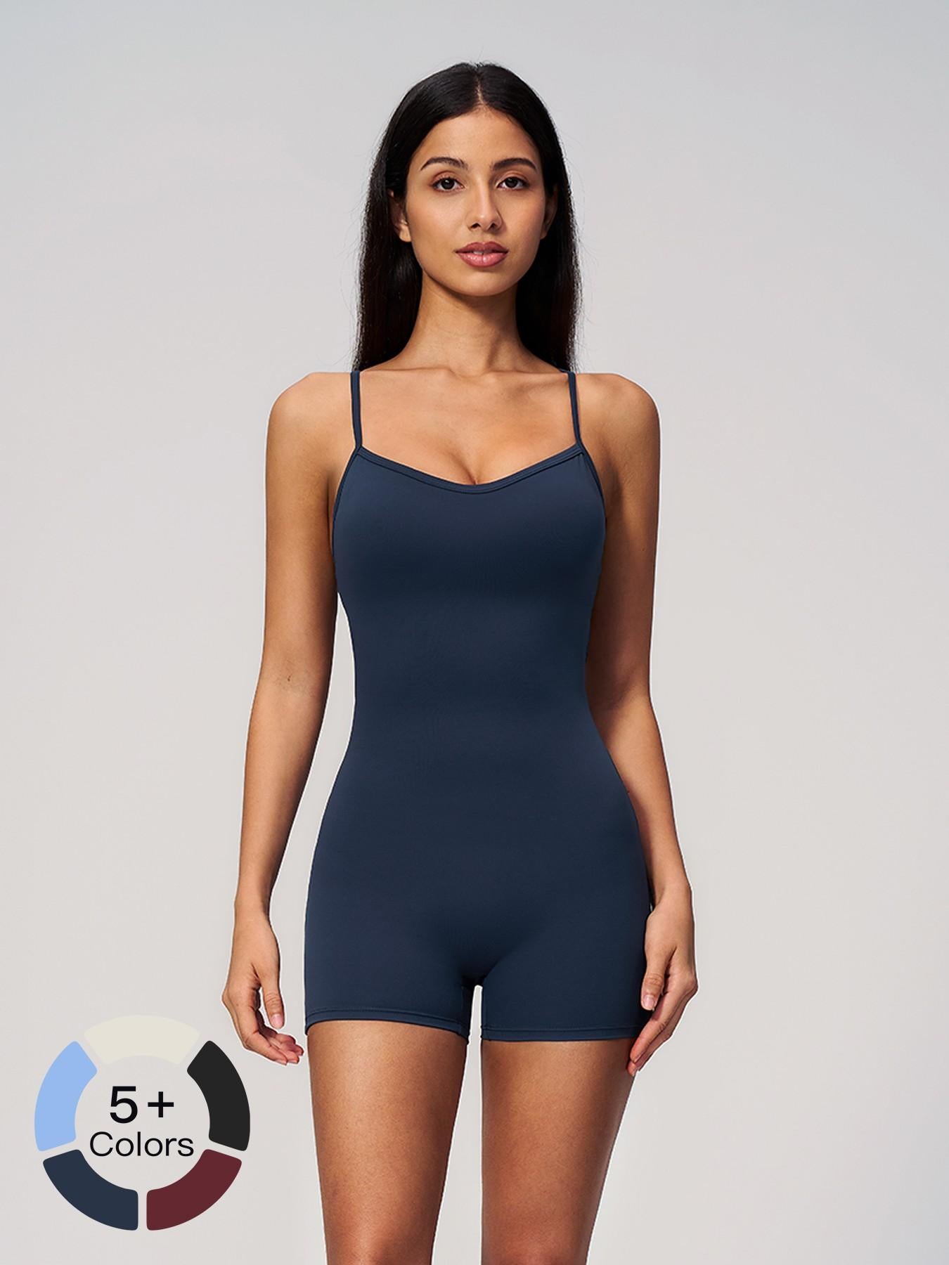 Cross Back Yoga, Tight Fit High Waist One-Piece Gym Shorts - image 20