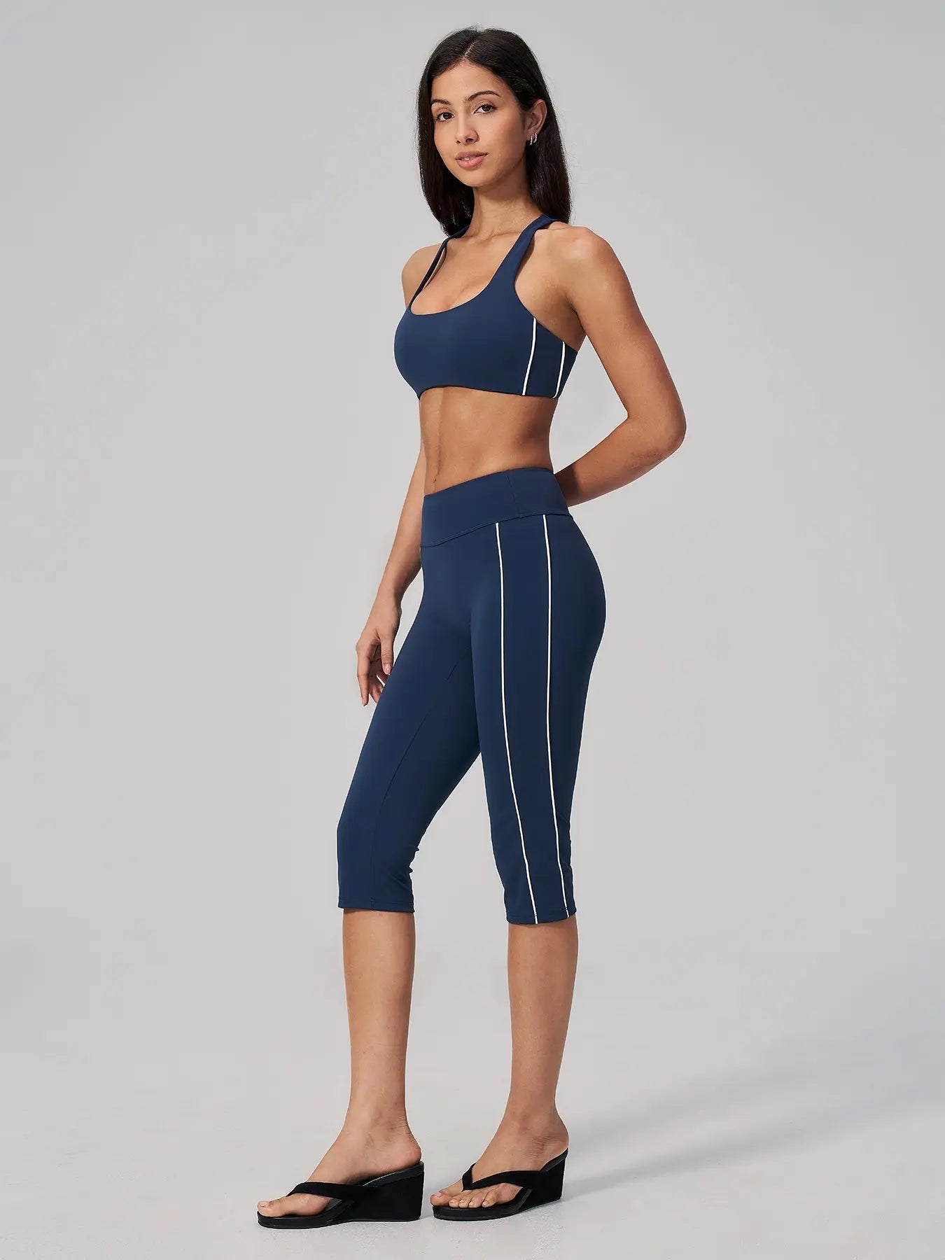 Women's Yoga Set, Fleece Quick-Dry Sports High-Waist Waist-Tucking Yoga Pants - image 8