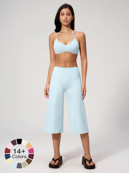 Women's Yoga Set, High-End Shock Absorption Sport Bra & Quick-Dry High-Waist Capri Pants