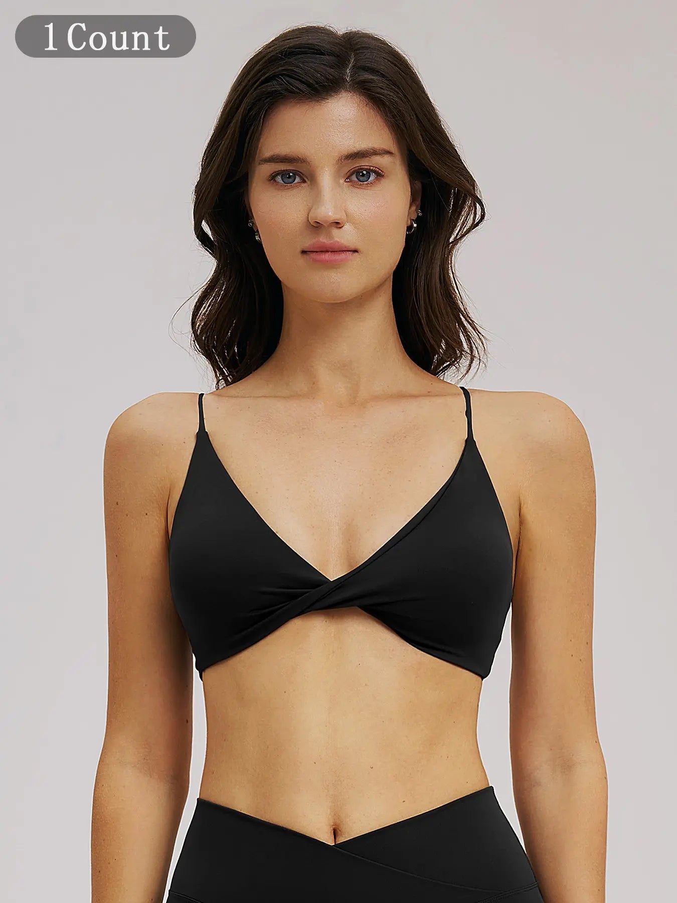 Women's V-Neck Sports Bra, Fine Strap Backless Design