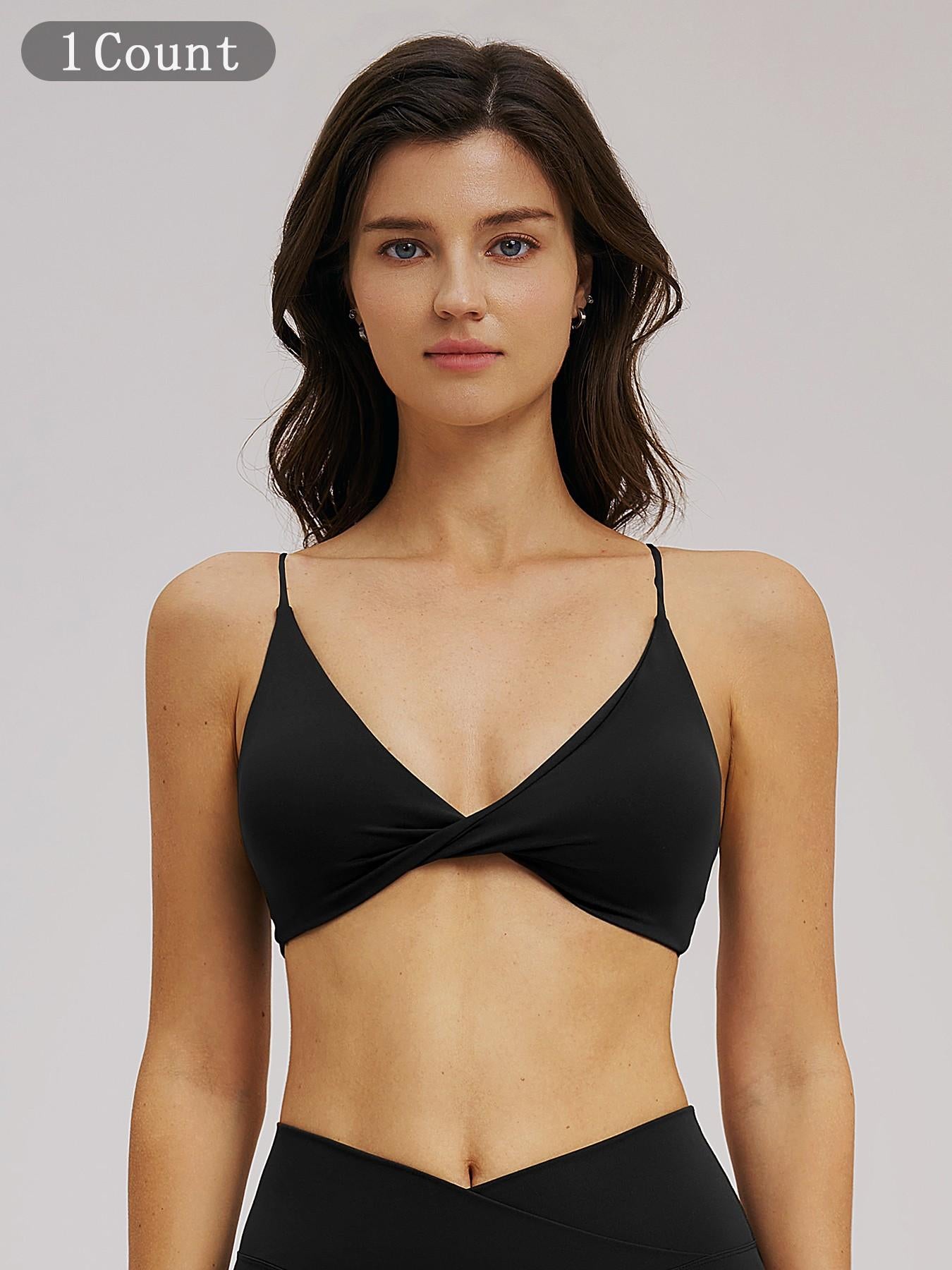 Women's V-Neck Sports Bra, Fine Strap Backless Design - image 8
