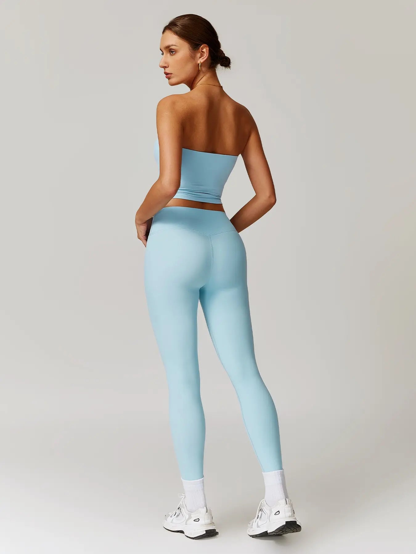 Autumn Winter Fleece Back Yoga Set, High Waist Tight Fit Long Sleeve Workout Clothes - image 7