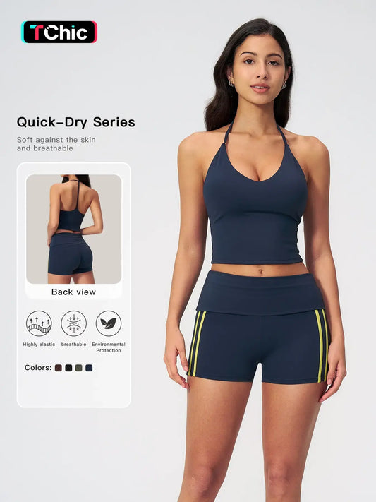 High-Waisted Yoga Set, Halter Neck Backless Tight Fit