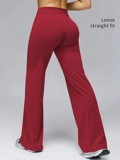 High Waist Flare Leg Yoga Pants, Casual Dance Workout Trousers