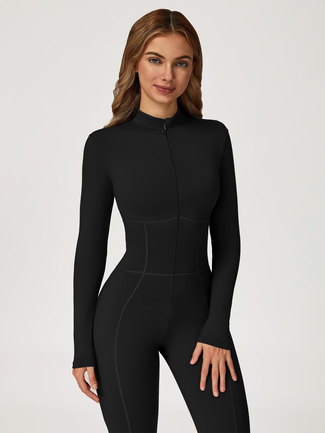 Women's One-Piece Jumpsuit with Stand Collar Zipper Design, Warm Long Sleeve Outdoor Casual Sports… - image 15