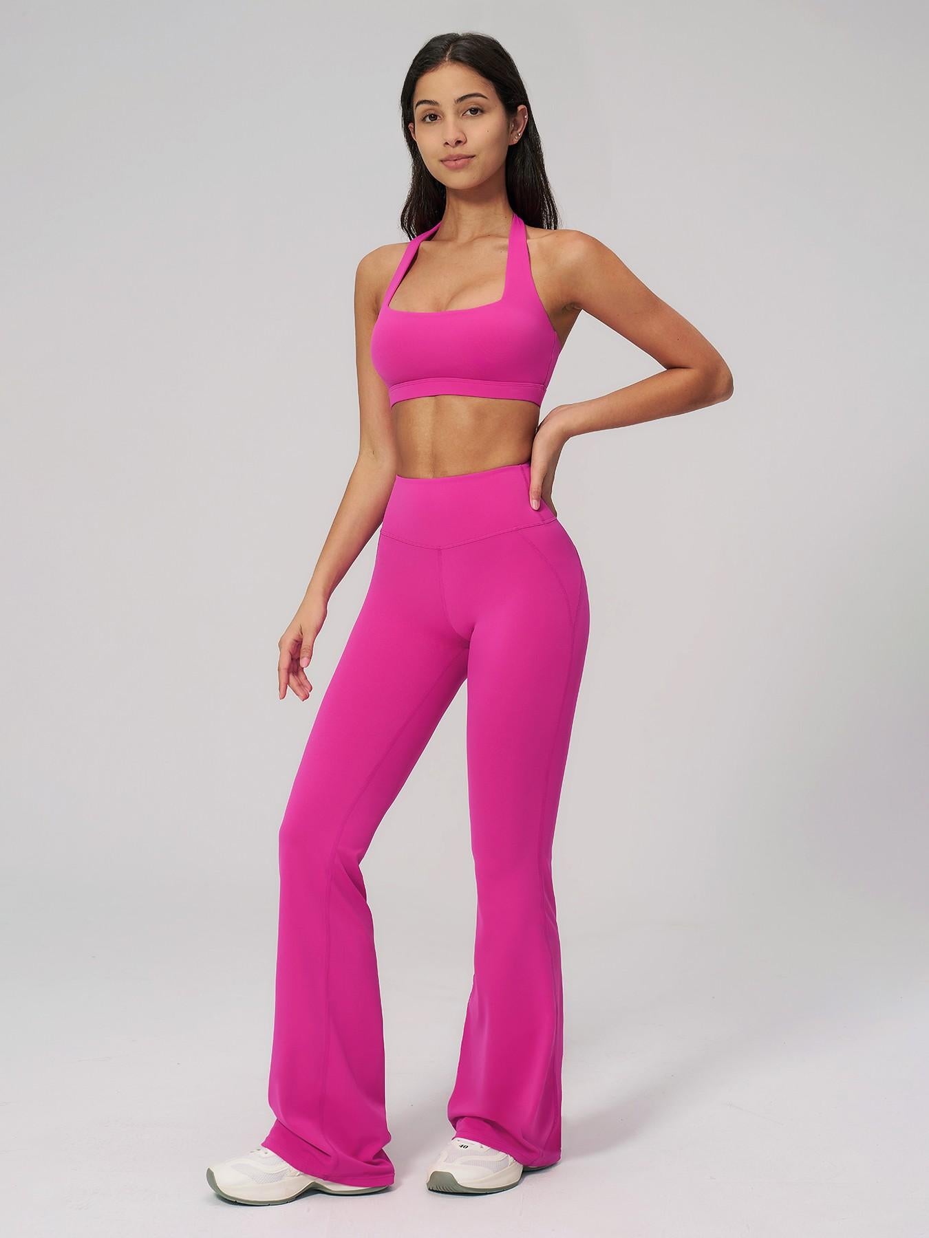 Cloud Sensory Backless Yoga Set, Halter Neck High Stretch Sporty Tight Fit Quick-Dry Fitness Clothing - image 13