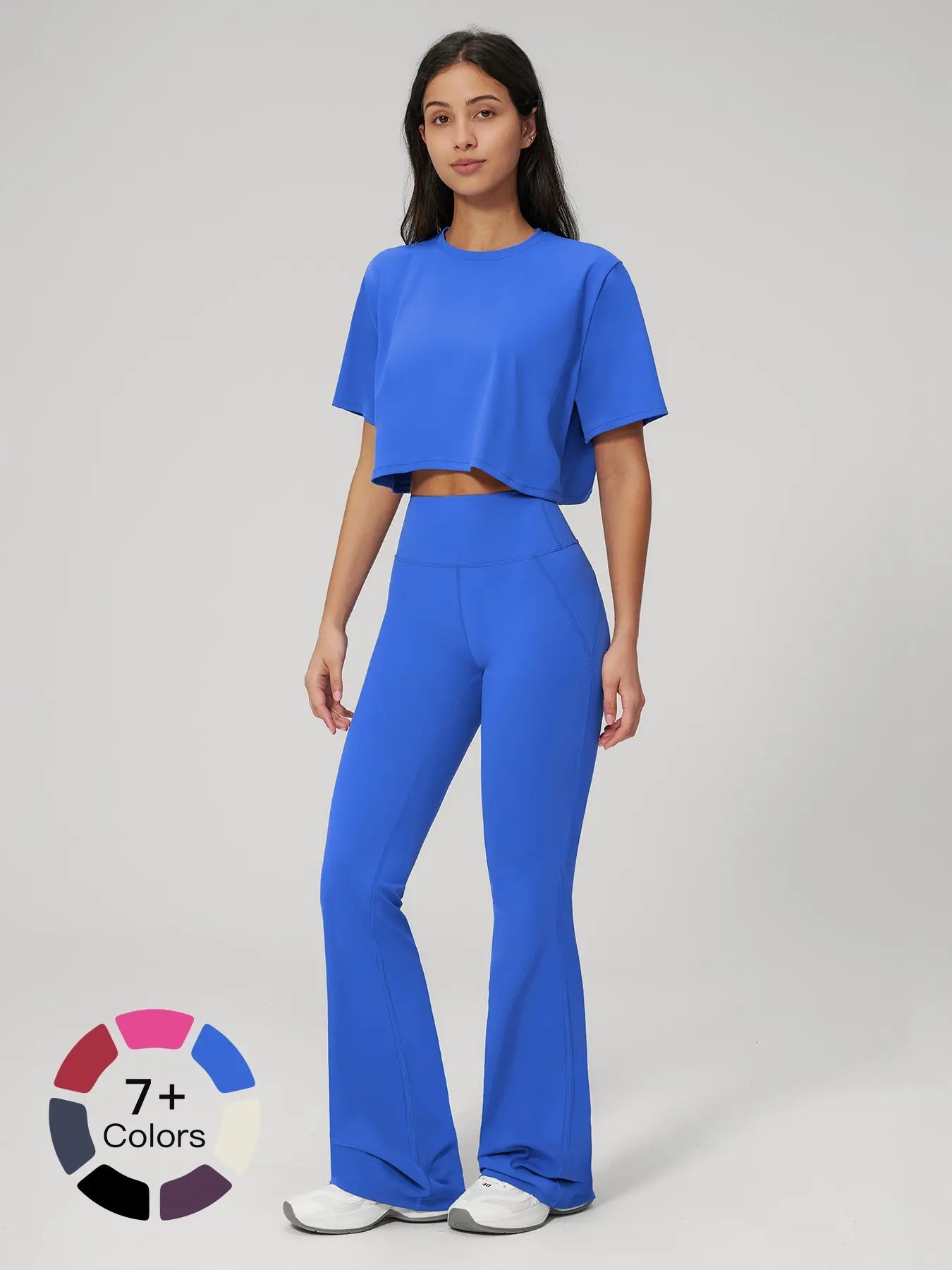 Women's Quick-Dry Yoga Set, Short Sleeve Tight-Fit Top & Long Pants