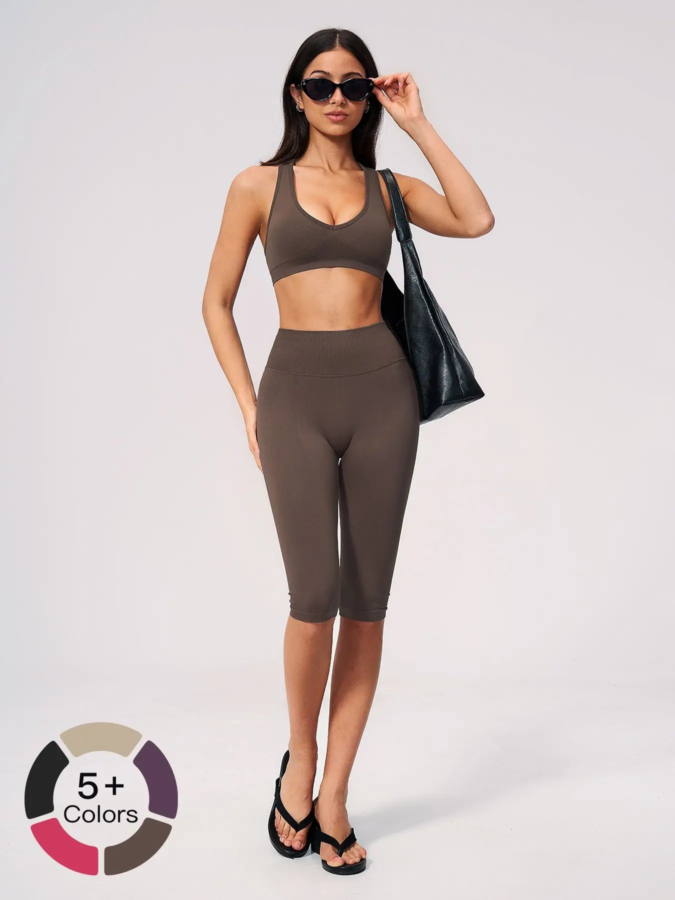 Seamless Yoga Workout Set, V-Neck Tight Fit Quick-Dry Moisture-Wicking High Waist Butt Lifting Sports… - image 3