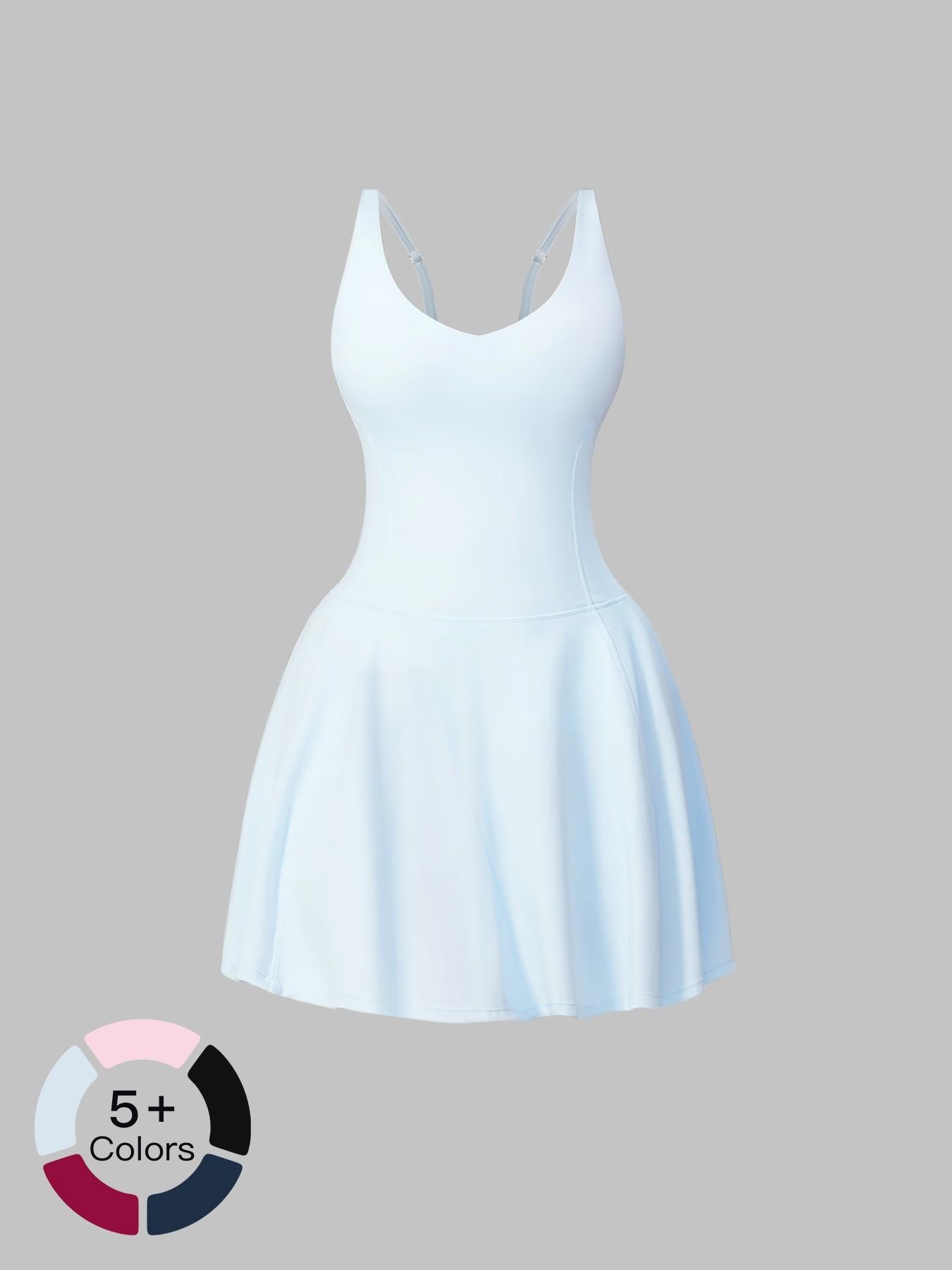 Yoga Sport Jumpsuit with Side Pockets, Anti-Exposure Quick-Dry Breathable Running Fitness Tennis Dress - image 20