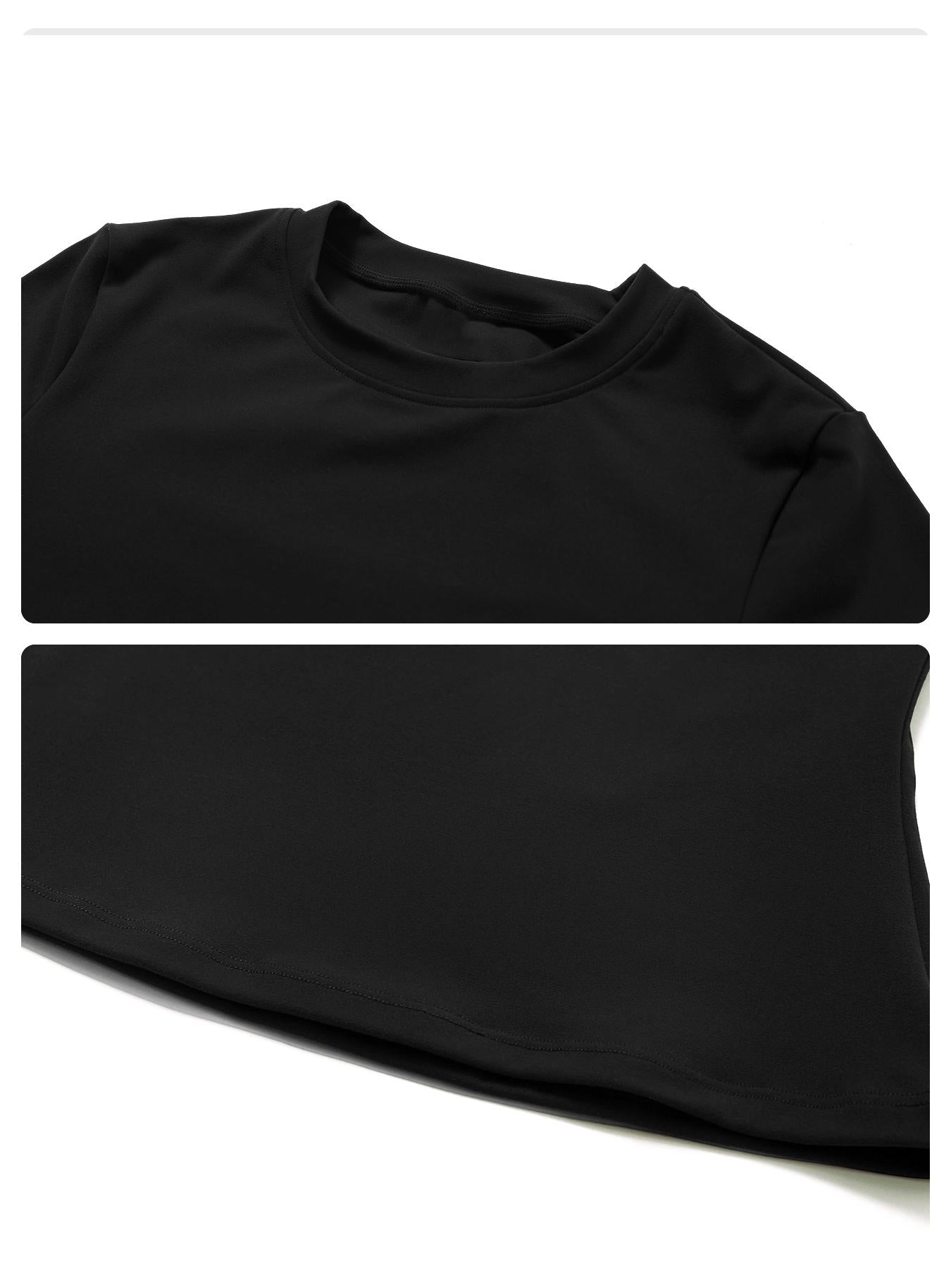 Women's Plain Round Neck Crop Tee & High Waist Leggings Tracksuit Set, Activewear Set - image 18