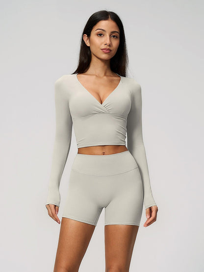 Terry Knit Workout Set, Push-Up Shockproof Dual-Layer Waistband - image 14
