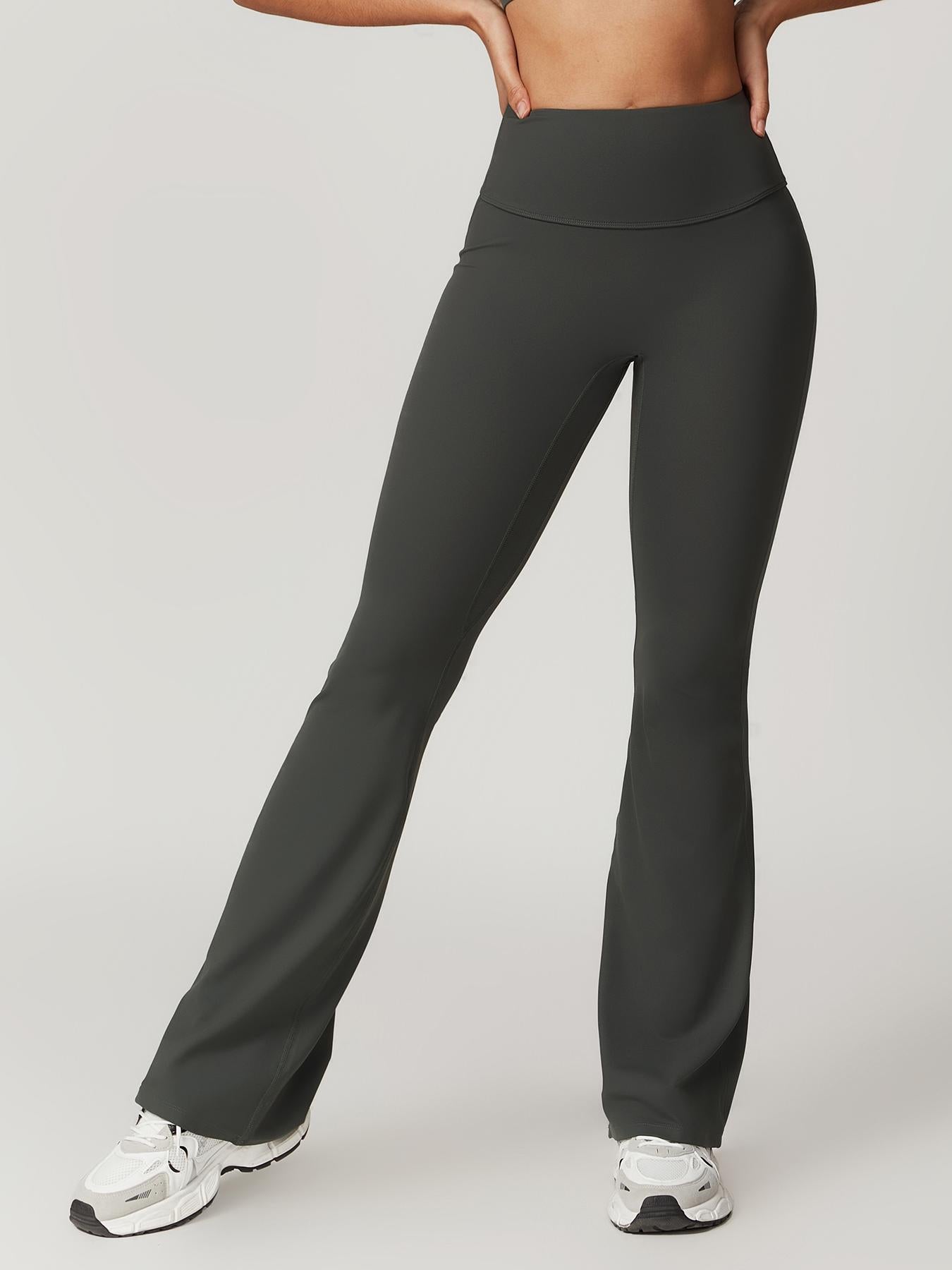 Women's Solid High-Waisted Flared-Leg Tummy Control Sports Leggings, Yoga Athletic Bottoms - image 26