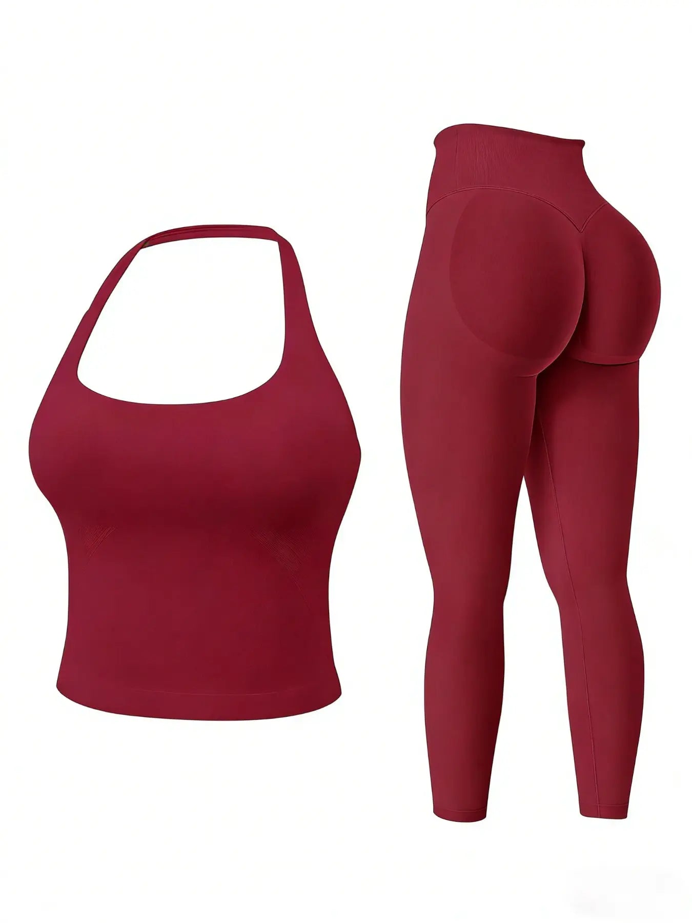 Two-Piece Set Women's Solid Seamless Crop Tank Top & High Waist Leggings Tracksuit Set…