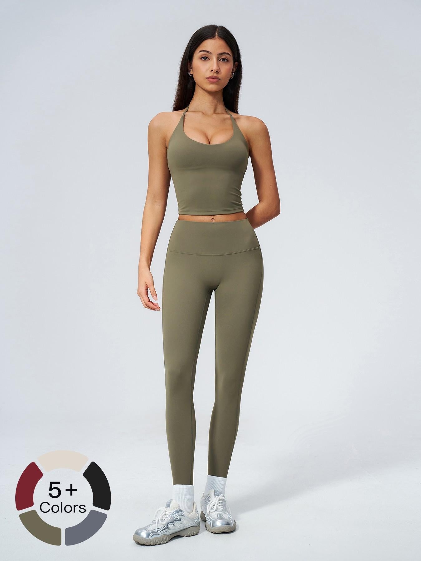 V-Neck Halter Sports Set, High Waist Butt Lifting - image 20