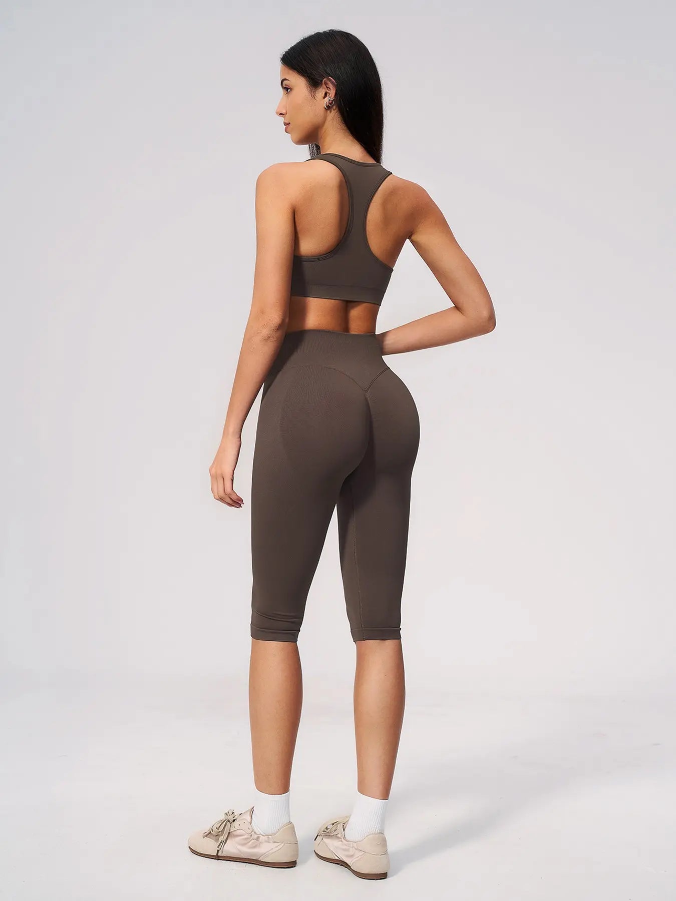 Seamless Yoga Workout Set, V-Neck Tight Fit Quick-Dry Moisture-Wicking High Waist Butt Lifting Sports… - image 8