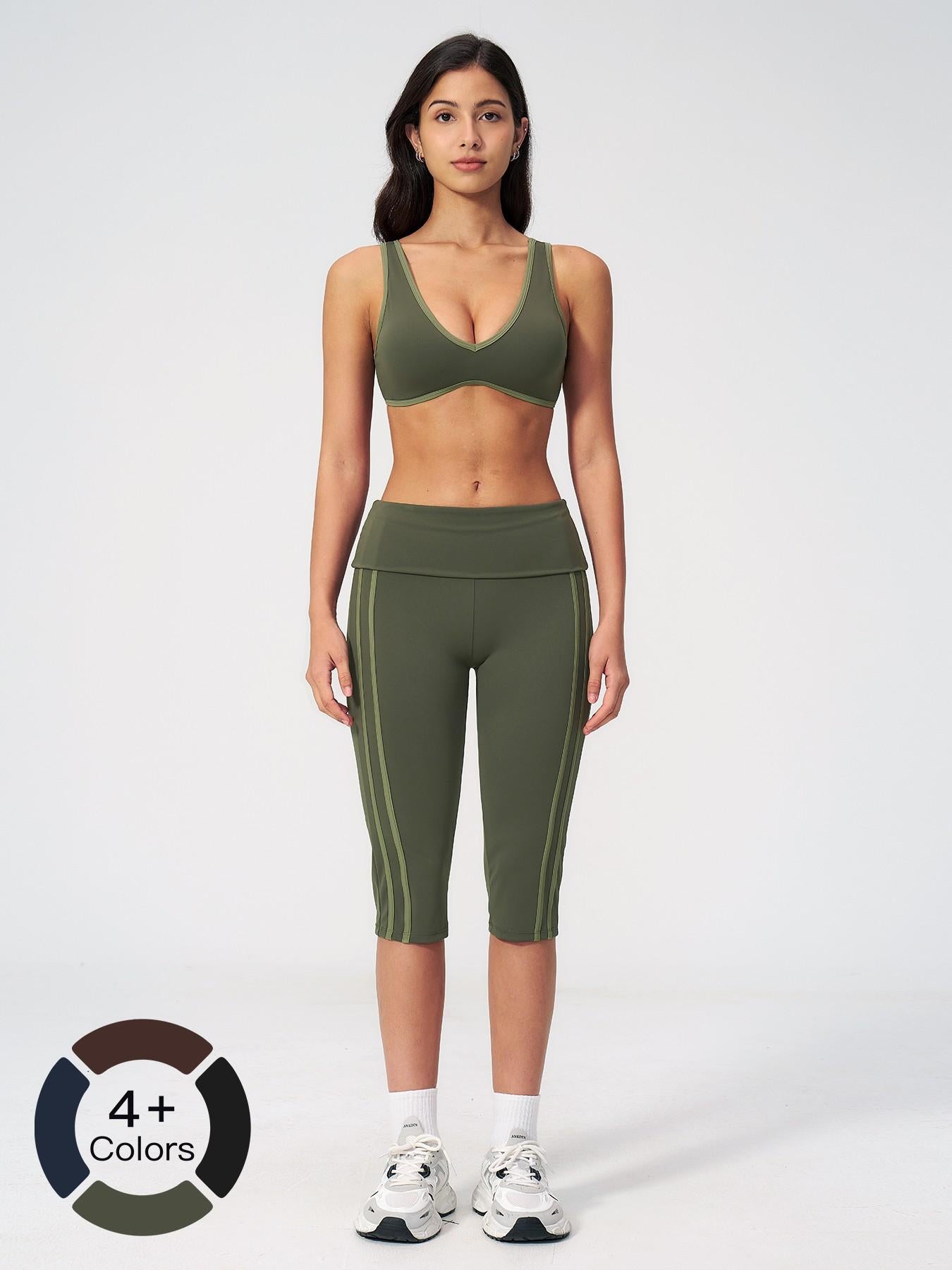 High Elastic Tight Yoga Set for Women, Flip Waist Fitness Bare Feel Sports Running Yoga - image 13