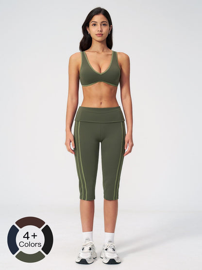 High Elastic Tight Yoga Set for Women, Flip Waist Fitness Bare Feel Sports Running Yoga - image 13