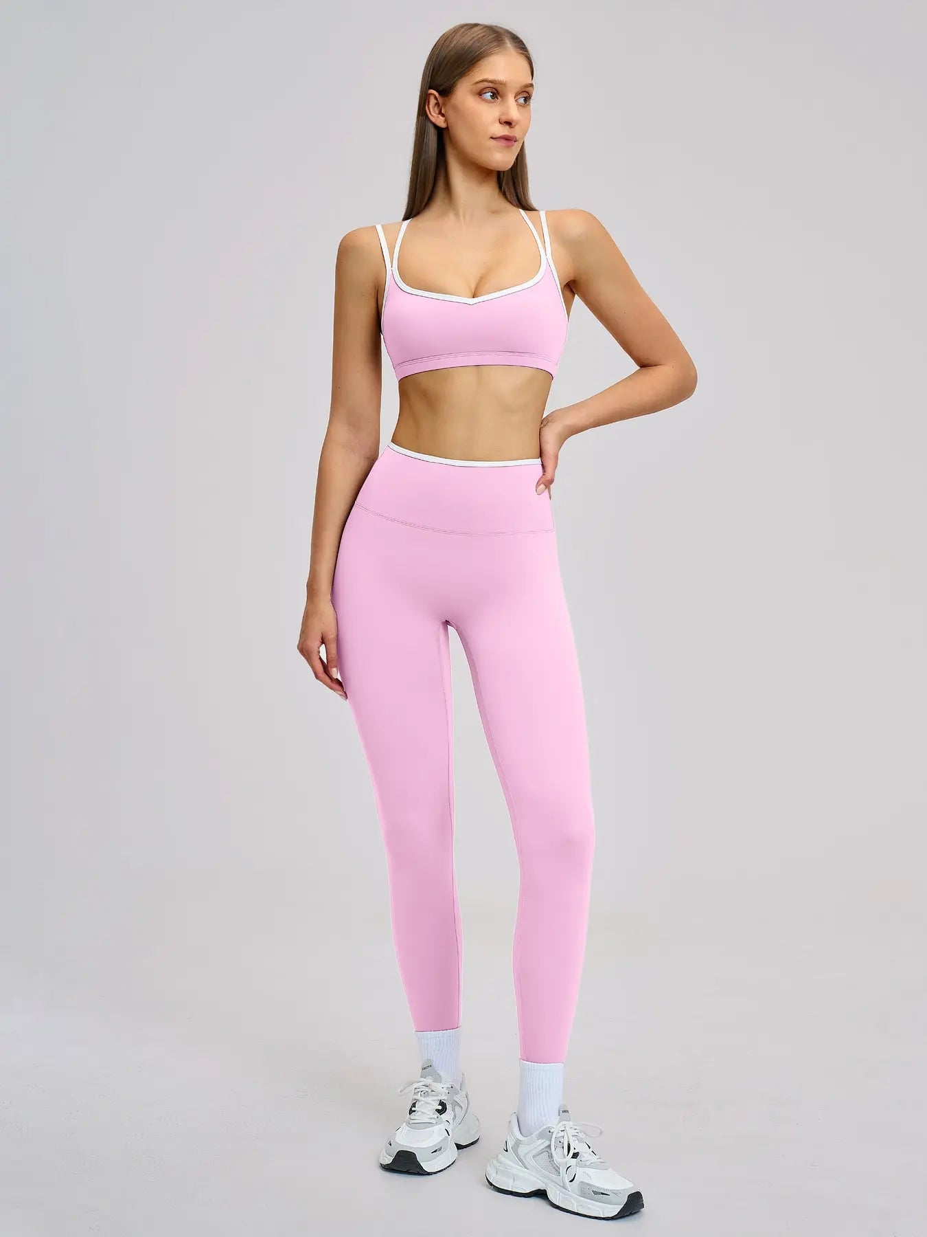 Women's Sporty Yoga Set, Solid Sports Sets - image 7