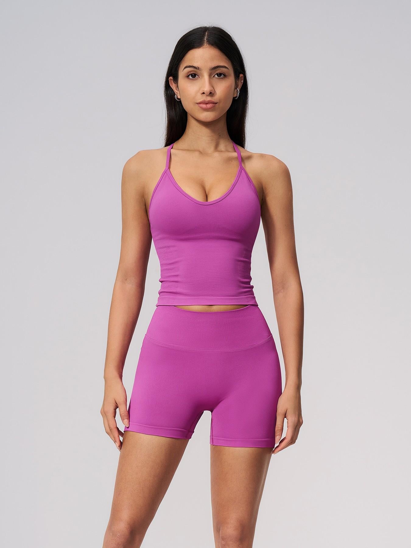 Seamless Knitted Sports Set, Cross Back Waist Trainer High-Waist Fitness Running Yoga for Women - image 14