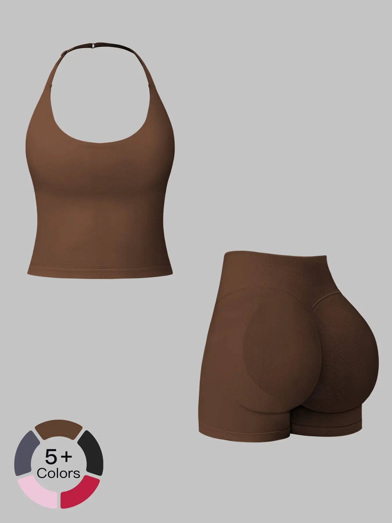 Seamless Athletic Yoga Set Neckline Back Beauty Lift Butt Tight Outdoor Running Fitness Two-Piece Women's