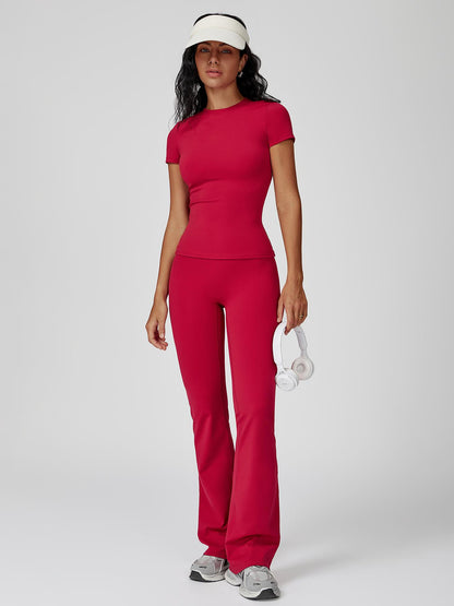 Women's Sporty Two-Piece Set, Quick-Dry Slim Fit T-Shirt & High Waist Yoga Pants - image 25