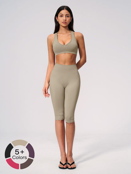 Seamless Yoga Workout Set, V-Neck Tight Fit Quick-Dry Moisture-Wicking High Waist Butt Lifting Sports… - image 22