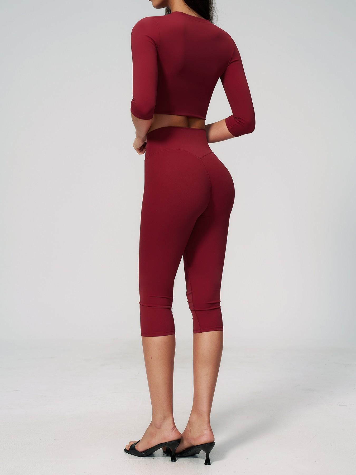 Women's New Fleece Sports Two-Piece Set, High-Waist Slim-Fit for Pilates - image 12