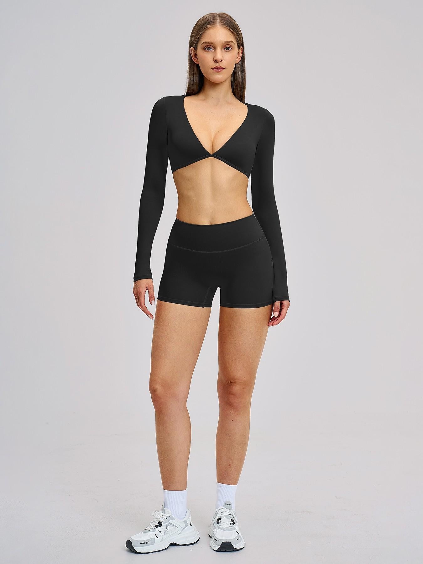 Women's Long Sleeve Yoga Set, Sporty Plain - image 13