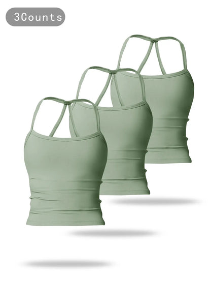 Women's Solid Backless Sports Cami Top, Quick Drying Breathable Sports Cami Top