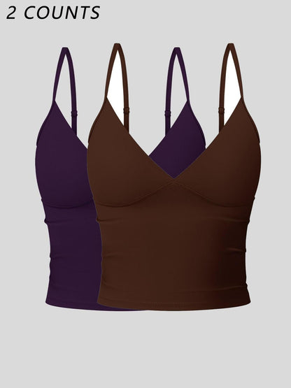 Women's Solid Color Sports Cami Top, Breathable Comfortable Sports Top - image 26