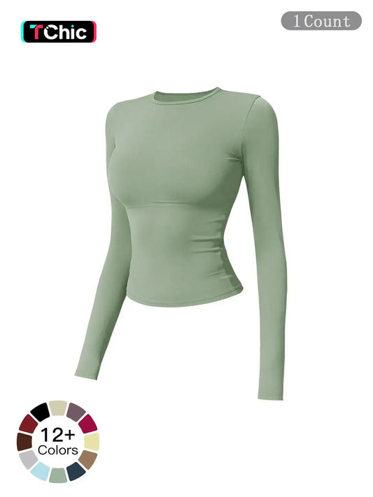 New Fleece Long Sleeve Yoga Top, High Strength Fitness Wear