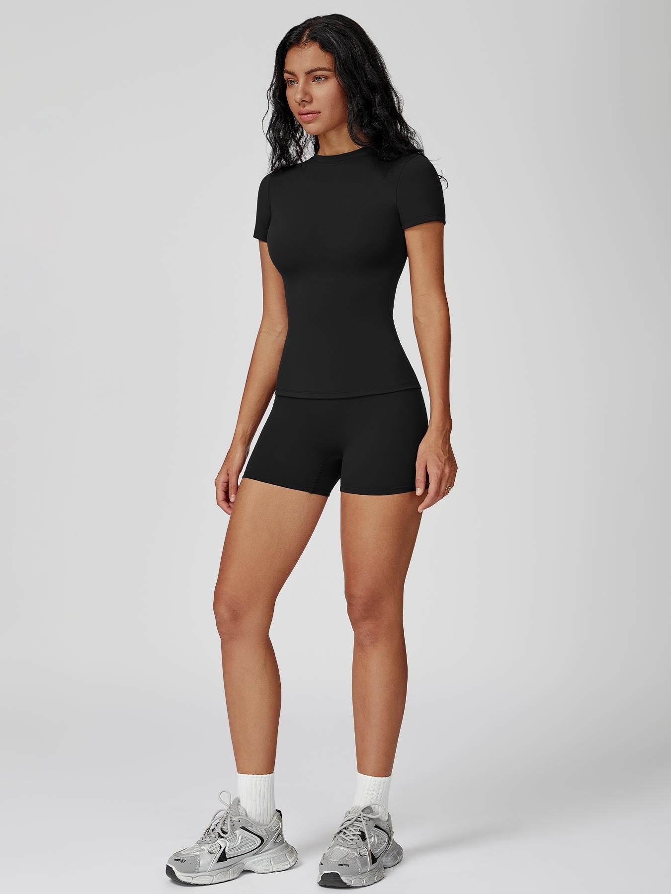 Women's High Waist Yoga Shorts Athletic Set, Stretchy Fitness Running - image 13