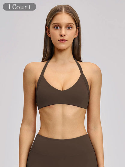 Cross-Border Plush Halter Sports Bra, Sporty Bra