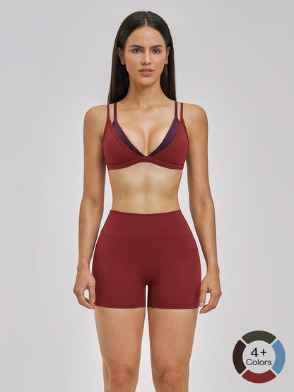 Women's Triangle Cup Wirefree Sports Bra & High Waist Skinny Shorts, Two-Piece Set - image 19