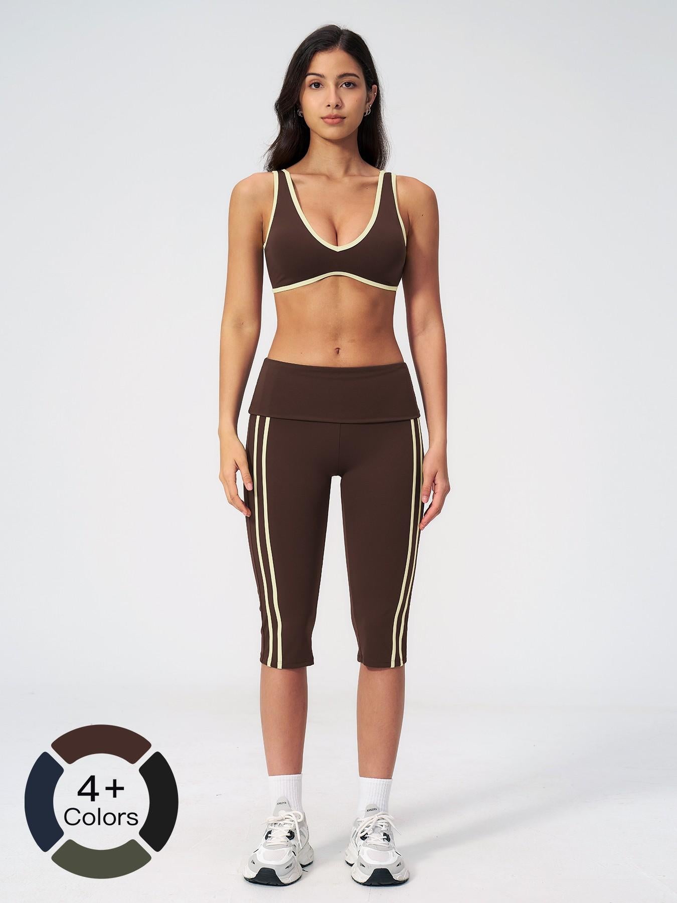 High Elastic Tight Yoga Set for Women, Flip Waist Fitness Bare Feel Sports Running Yoga - image 21