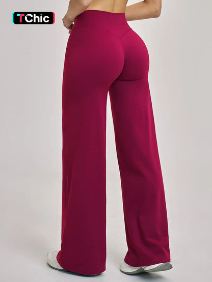 High Waist Flare Leg Yoga Pants, Casual Dance Workout Trousers