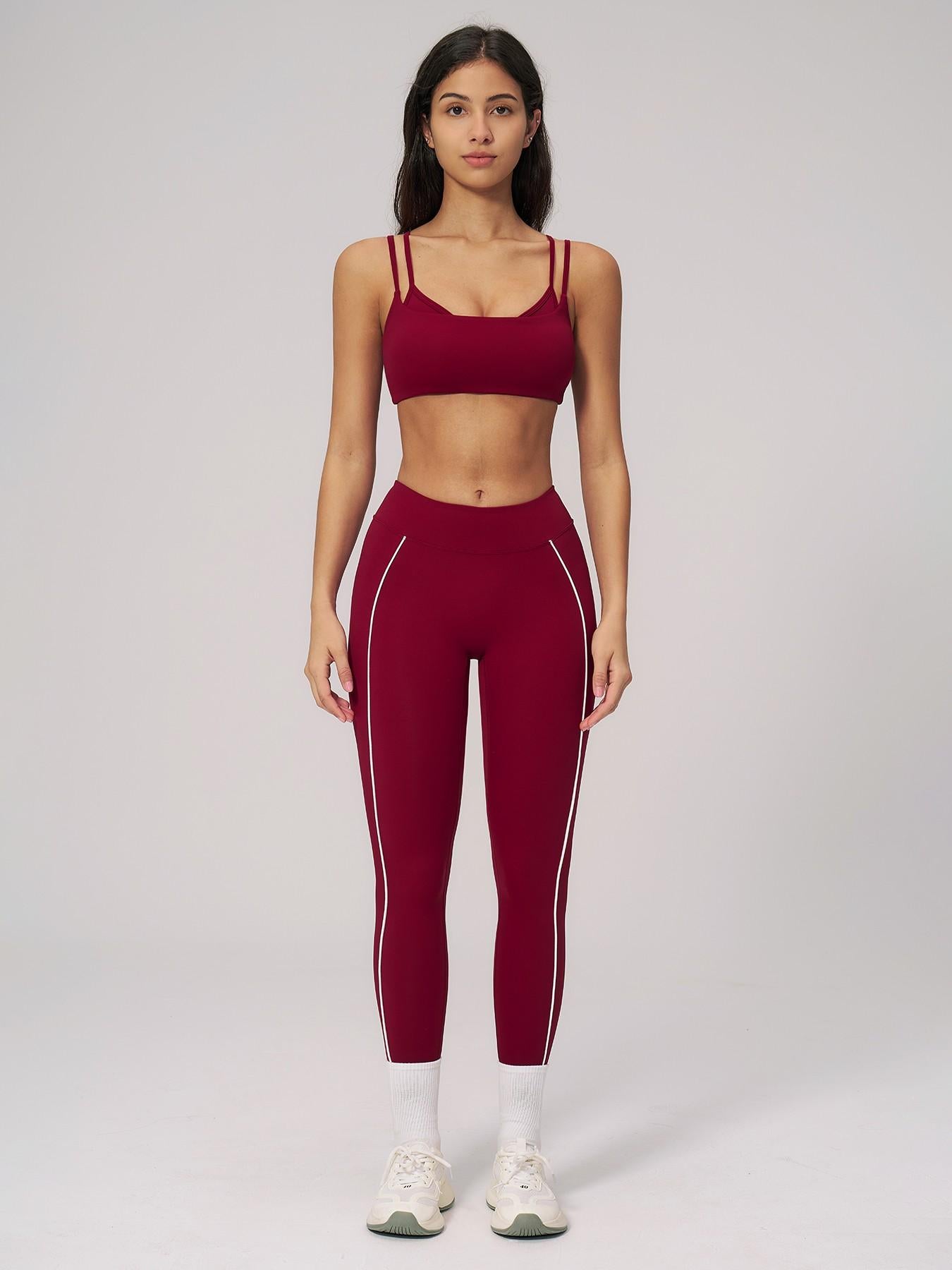 Women's Bare-Look Yoga Set, Contrast Stitching - image 14