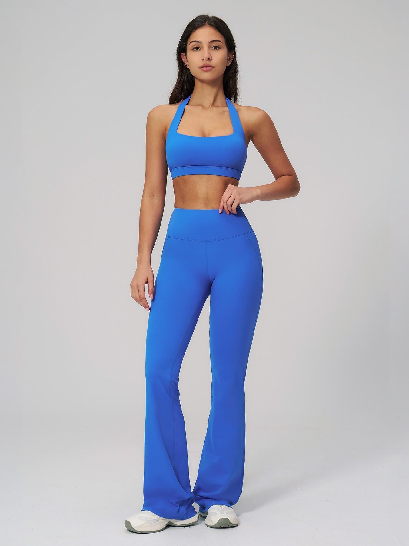 Cloud Sensory Backless Yoga Set, Halter Neck Tight Fit Quick-Dry Fitness Clothes - image 12