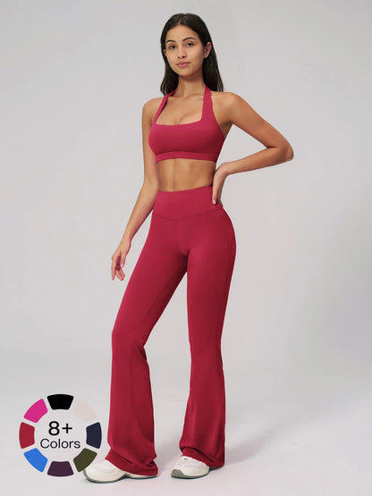 Cloud Sensory Backless Yoga Set, Halter Neck High Stretch Sporty Tight Fit Quick-Dry Fitness Clothing