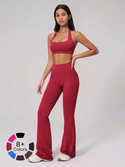 Cloud Sensory Backless Yoga Set, Halter Neck High Stretch Sporty Tight Fit Quick-Dry Fitness Clothing - image 23