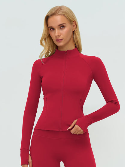Women's Long Sleeve Essential Yoga Jacket with Zipper Pockets, Fleece Lined Tight Fit Outdoor Sports… - image 14