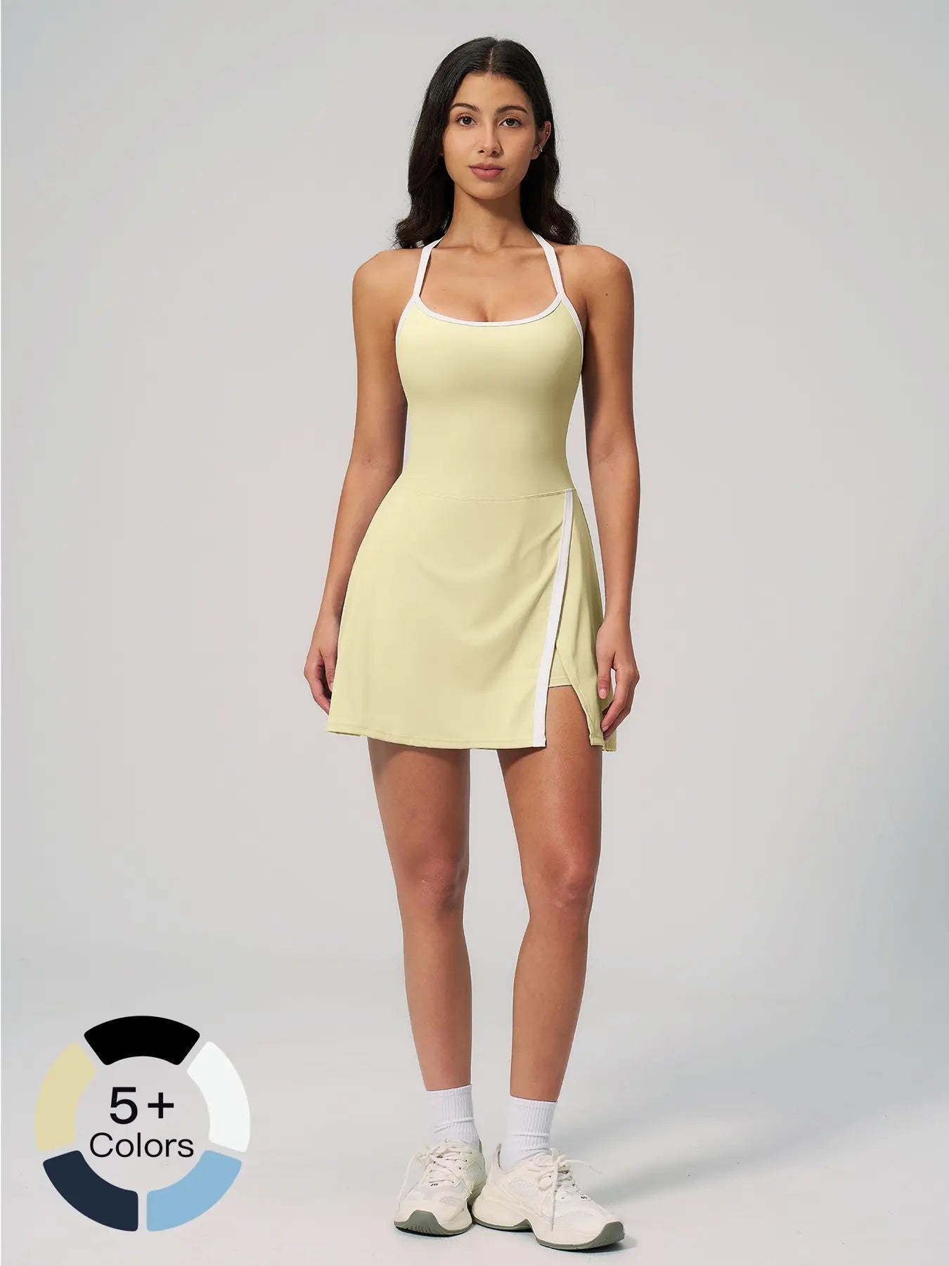 Women's Bare Feel Yoga Dress, Hollow Out Breathable Slim Fit Workout Apparel