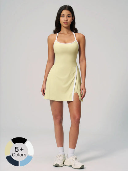 Women's Bare Feel Yoga Dress, Hollow Out Breathable Slim Fit Workout Apparel