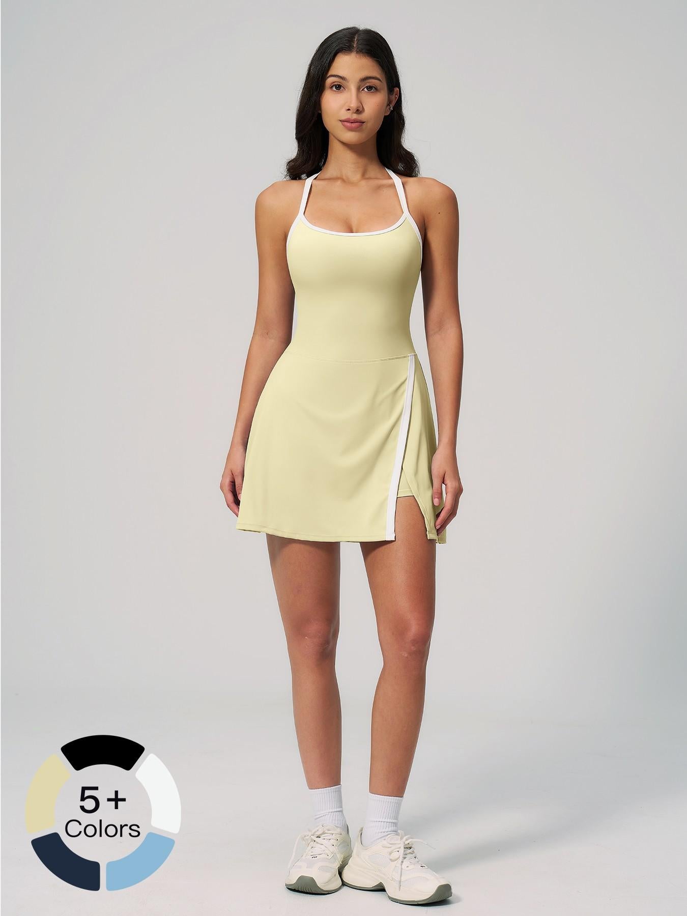 Women's Bare Feel Yoga Dress, Hollow Out Breathable Slim Fit Workout Apparel - image 21