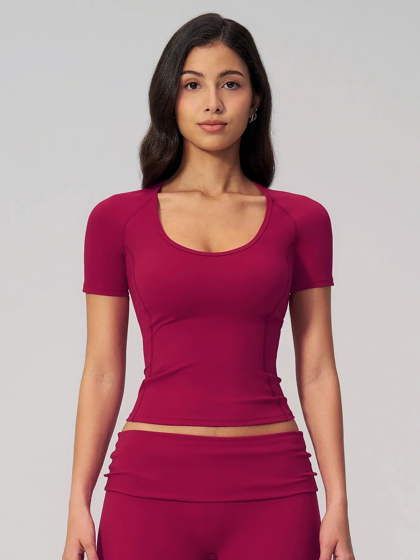 Women's Fitted Yoga Short Sleeve Top, Quick-Dry Outdoor Fitness Apparel - image 5