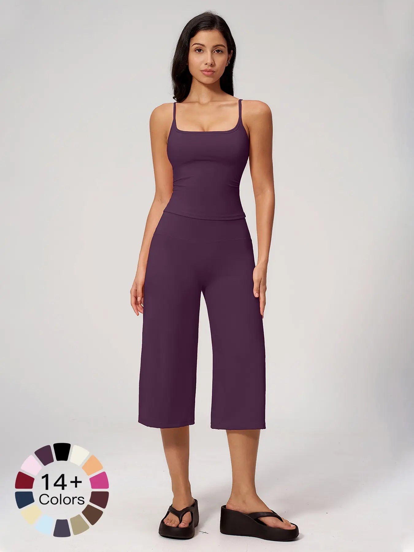 Yoga Tank Top High Waist Quick-Dry Casual Mid-Length Pants Running Outdoor Athletic Sportswear Yoga…